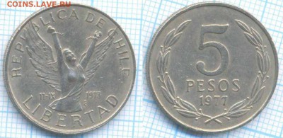 Чили 5 песо 1977 г.,до 12.09.2018 г. 22.00 по Москве - Чили 5 песо 1977  3553