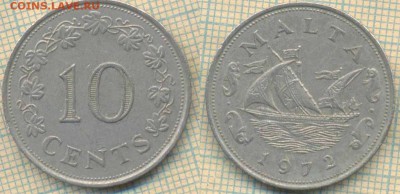 Мальта 10 центов 1972 г. , до 12.09.2018 г. 22.00 по Москве - Мальта 10 центов 1972  2201