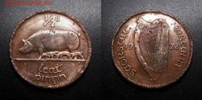 МОНЕТЫ МИРА 08-18 - Ирландия – 0,5 пенни (1928) «Свиноматка»