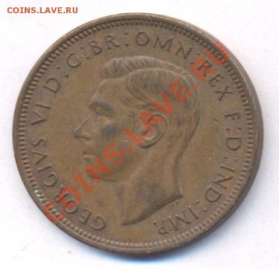 Великобритания полпенни 1943 г.  До 12.05.11 г. 20-00 МСК. - Полпенни 43.1
