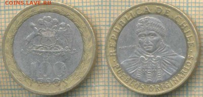 Чили 100 песо 2008 г. , до 13.09.2018 г. 22.00 по Москве - Чили 100 песо 2008  2400