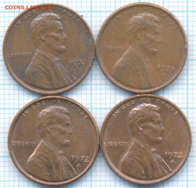 США 1 цент 1970,71.72,72 г. S , фикс 20 руб 1 шт - США центы с 3579 