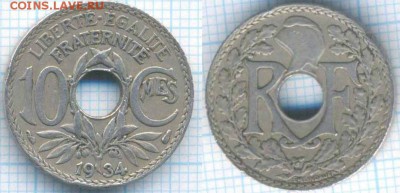 Франция 10 сантимов 1934 г., до 17.09.2018 г. 22.00 по Москв - Франция 10 сантимов 1934  3593