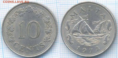 Мальта 10 центов 1972 г. , до 17.09.2018 г. 22.00 по Москве - Мальта 10 центов 1972  3595