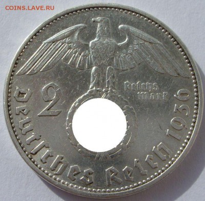 2 марки Гинденбург 1936 G. Германия. - 2 марки 1936 G - 1-1-1