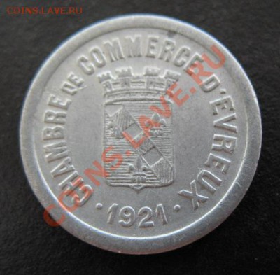 Франция, нотгельд, 1921 г, Эврэ,10 с до 17.05 в 21-00 мск - фр 10 эврэ а