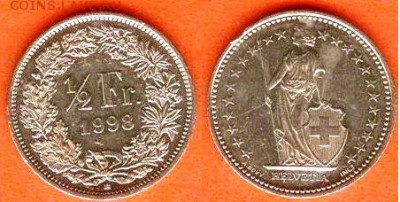 2 франк 1998 до 21.00 мск 18.09.2018 - Швейцария-0,5 франка 1998