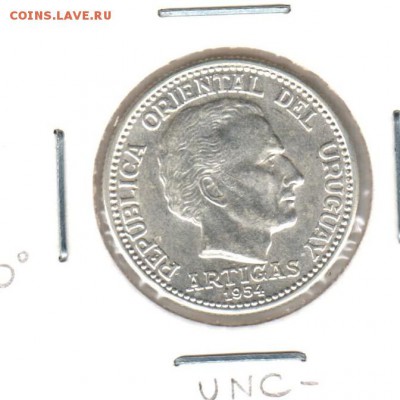 20 сентесимос 1954 Уругвай UNC до 16.09 до 21.00 - 20 сентесимос 1954
