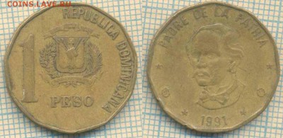Доминикана 1 песо 1991 г., до 19.09.2018 г. 22.00 по Москве - Доминикана 1 песо 1991 3757