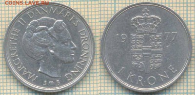 Дания 1 крона 1977 г., до 20.09.2018 г. 22.00 по Москве - Дания 1 крона 1977  3623