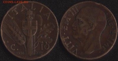 Италия 10 чентезимо 1936 НЕЧАСТАЯ до 22:00мск 22.09.18 - Италия 10 чентезимо 1936 НЕЧАСТАЯ (160)