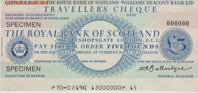 Чек"THE ROYAL BANK OF SCOTLAND"(ОБРАЗЕЦ)до 21.09. в 22.00 м - чек 001