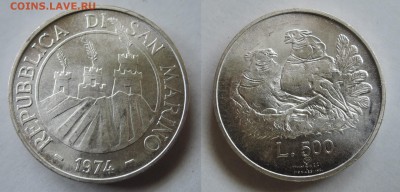 МиР МонеТ - иностранные государства и другие (03.06.2020г) - 3.санмарино500лир1974