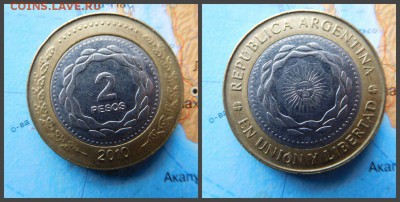 Аргентина 2 песо, 2010г - 2
