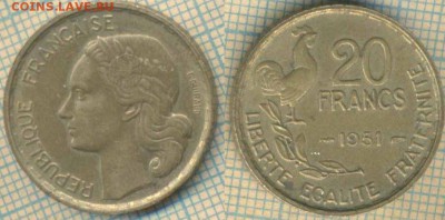 Франция 20 франков 1951 г. , до 26.09.2018 г. 22.00 по Москв - Франция 20 фр 1951  2105