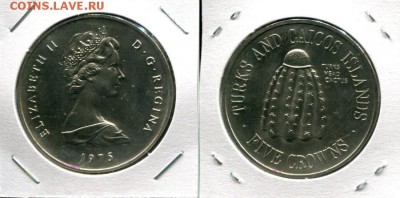 Теркс и Кайкос 5Кр 1975 РЕДКАЯ кактус до 25.09.18 22-00 мск - T&C 5Cr 1975M cactus