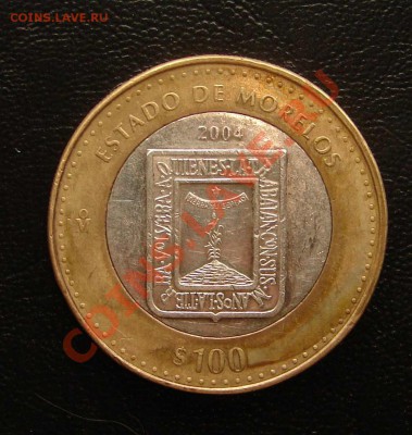 100 песо Мексика, биметалл, серебро - Мексика 100 п 2004 морелос 1