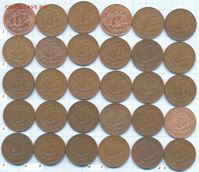 Великобритания полпенни 1955-67 г., фикс - Велик полпенни фикс