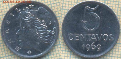 Бразилия 5 сентаво 1969 г., до 27.09.2018 г. 22.00 по Москве - Бразилия 5 сентаво 1969  1633