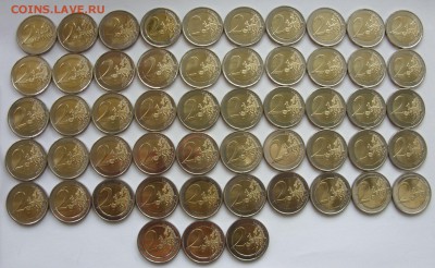 Юбилейные 2 евро 55 штук из роллов. Старт чуть выше курса. - 2 евро лот 53 штуки - 1