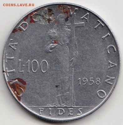 Ватикан 100 лир 1958 г. до 24.00 30.09.18 г. - 023