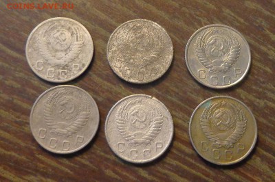 10 копеек 1952-57 6 штук до 2.10, 22.00 - 10 коп плохонькие 6 шт_2
