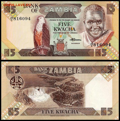 Замбия 5 квача 1980 - 1988 г. UNC. до 01.10. в 22:00 мск. - 5978577