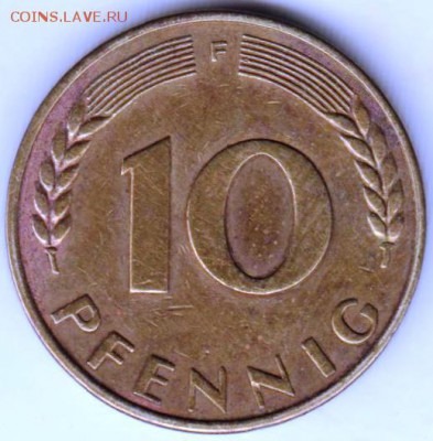 ФРГ 10 пфеннигов 1949 г.F до 24.00 02.10.18 г. - 008