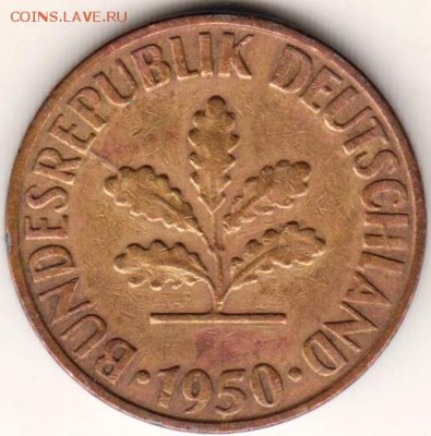 ФРГ 10 пфеннигов 1950 г.G до 24.00 02.10.18 г - 002