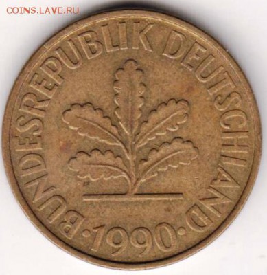 ФРГ 10 пфеннигов 1990 г.F до 24.00 02.10.18 г - 004