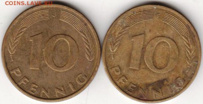 Германия 10 пфеннигов. 1993 г. J и F до 24.00 02.10.18 г - 014