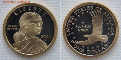 США. Доллары Сакагавеи в пруфе. Почти все... - 1$ Сакагавея 2006 1