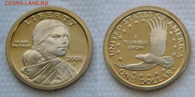 США. Доллары Сакагавеи в пруфе. Почти все... - 1$ Сакагавея 2008 2