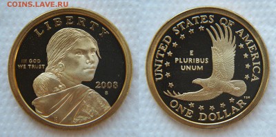 США. Доллары Сакагавеи в пруфе. Почти все... - 1$ Сакагавея 2008 1