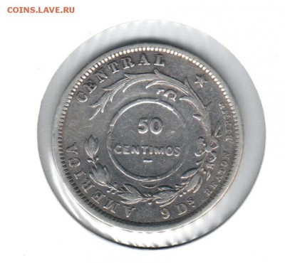 50 сентимос 1923 года Коста-Рика lj 05.10 до 21.00 - 50 сентимос 1923