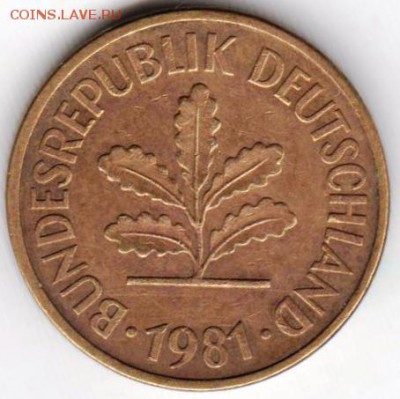 ФРГ 5 пфеннигов 1981 г.G до 24.00 09.10.18 г - 015