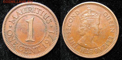 Брит Маврикий 1 цент 1971 до 10-10-18 в 22:00 - Брит Маврикий 1 цент 1971    155-кл2-1408
