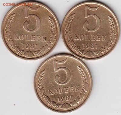 5 копеек 1981 г. 3 шт. до 12.10.18 г. в 23.00 - 011