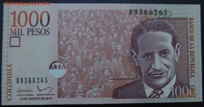КОЛУМБИЯ 1000 песо 2015г., ДО 10.10. - 1 песо 2015г., В..JPG