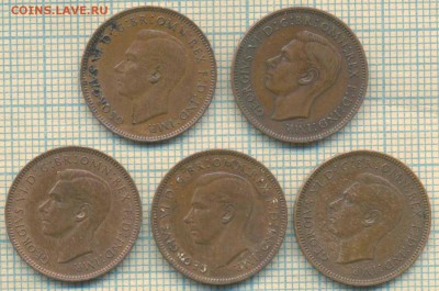 Великобритания фартинги 1938,39,41,47,48 г., фикс - Великобрит фартинги  4090 а