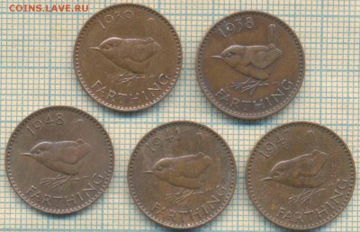 Великобритания фартинги 1938,39,41,47,48 г., фикс - Великобрит фартинги  4090