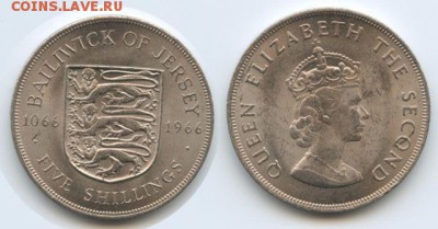 Крона Шайба Джерси 5 шиллингов 1966 герб 900 лет битве - krona_shajba_dzhersi_5_shillingov_1966_gerb_900_let_bitve_pri_gastingse
