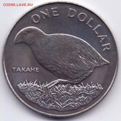 Крона Шайба Новая Зеландия 1$ доллар 1982 Такахе птица фауна - krona_shajba_novaja_zelandija_1_dollar_1982_takakhe_ptica_fauna