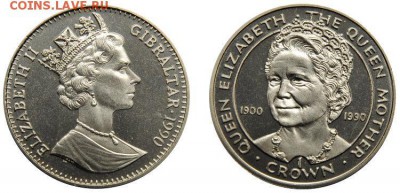 Крона Шайба Гибралтар 1 крона 1990 Юбилей Королевы Матери - krona_shajba_gibraltar_1_krona_1990_jubilej_korolevy_materi