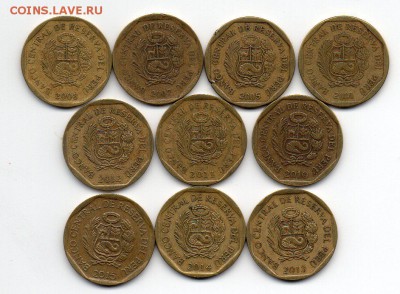 10 сентимо Перу. 10 монет погодовка. До 15.10 в 22.00 МСК - img563