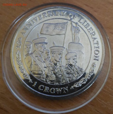 Фолклендские о-ва 1 крона. Освобождение 25 лет. Шайба - Фолкленды 1 крона 2007 25 лет освобождению реверс
