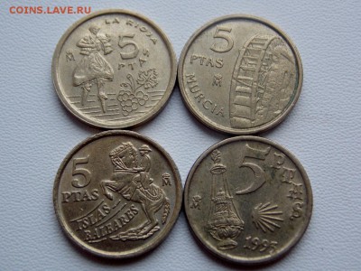 Испания 5 песет - 4 разных монеты 1993-99 - DSCN7326 (1280x960)