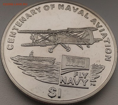 Британские Виргинские о-ва 1 доллар морская авиация 2009 - Британские Виргинские о-ва 1 дол столетие морской авиации 2009 реверс