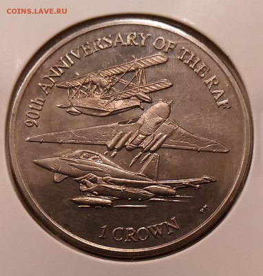 Фолклендские о-ва 1 крона 2008 Шайба 90 лет королевских ВВС - Фолкленды 1 крона 2008  о-ва 90 лет ВВС реверс