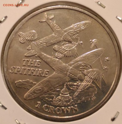 Фолкленды 1 крона 2008 самолеты II мировой войны Спитфайер - Фолкленды 1 крона 2008 Спитфайер реверс